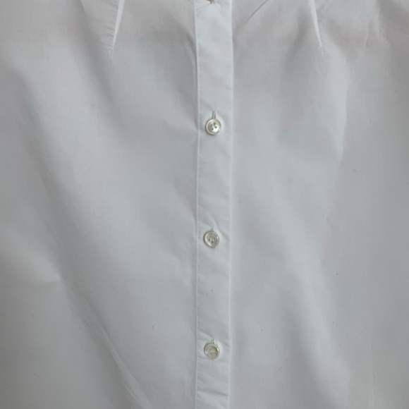 J Crew Button Back Bell Sleeve Tipped Trim Blouse - Picture 5 of 8